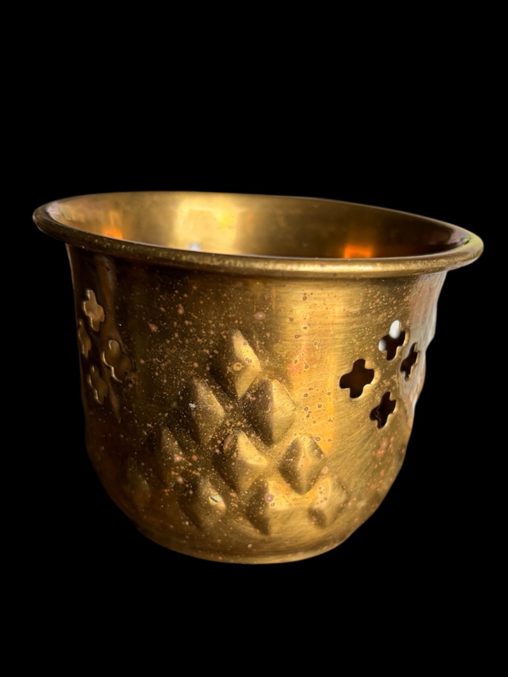 Vintage SOLID BRASS MADE IN INDIA. 3" x 2.25" Votive Holder